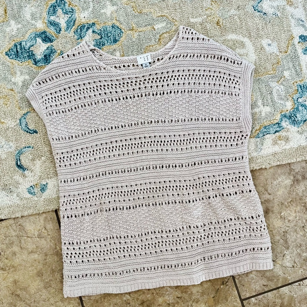 Boho linen blend crochet festival top size medium cottage feminine